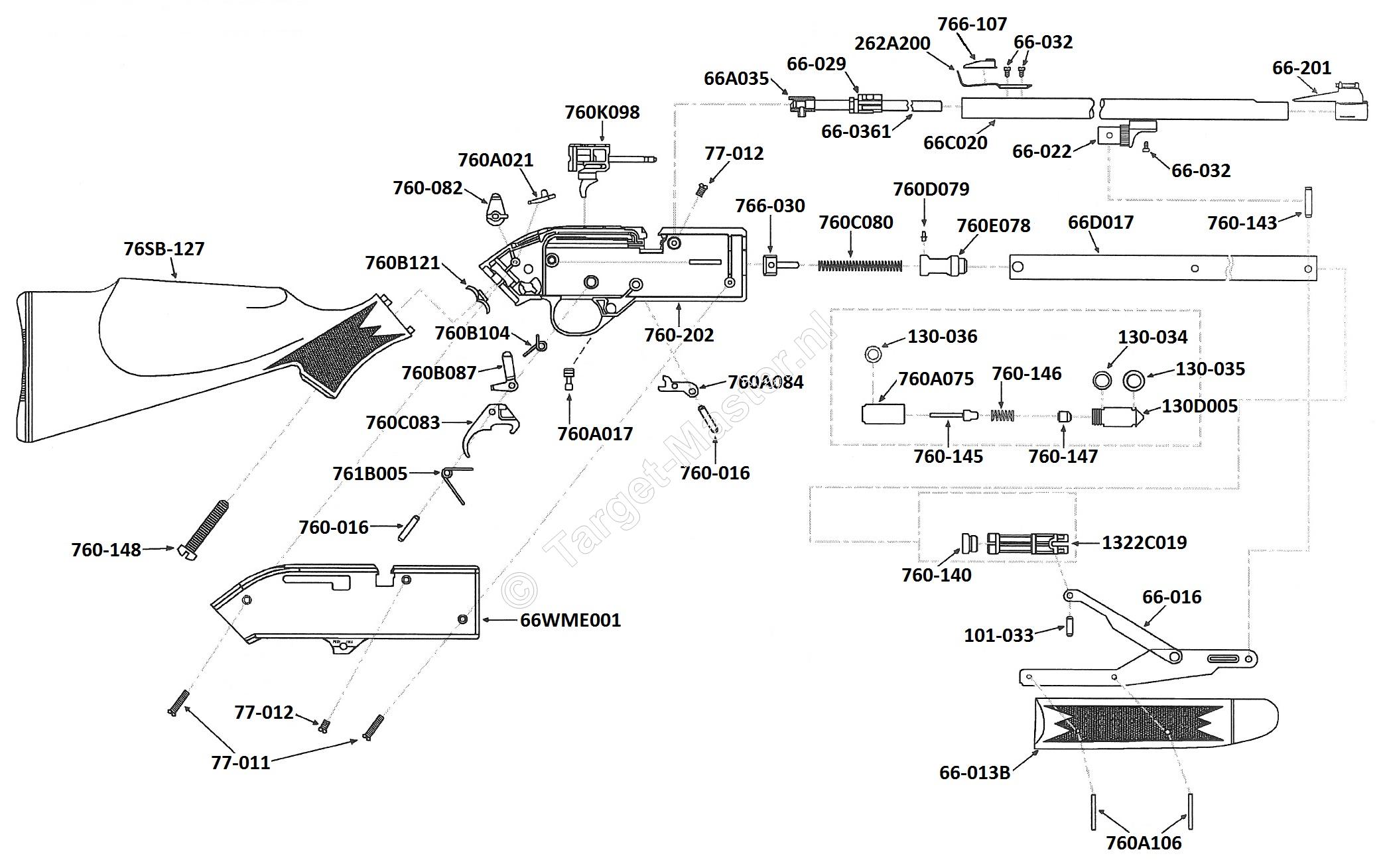 664GTW, Parts Drawing Crosman Powermaster 664GTW